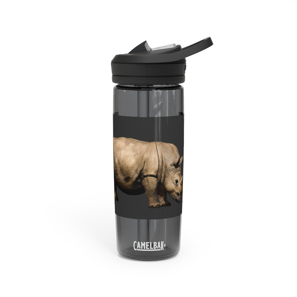 Rhino CamelBak Eddy® Water Bottle in 20oz and 25oz sizes, showcasing its durable Tritan™ material and spill-proof design.